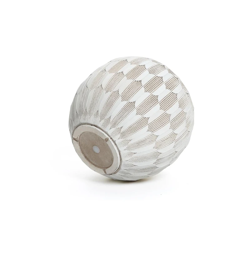LuxenHome White and Beige Pattern 14.2-Inch Round Planter