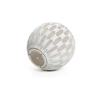 LuxenHome White and Beige Pattern 14.2-Inch Round Planter