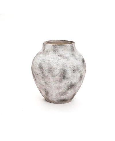 LuxenHome Rustic Gray with Weathered White Finish -Inch Tall Stoneware Vase for Farmhouse Decor