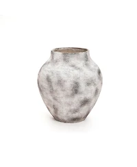 LuxenHome Rustic Gray with Weathered White Finish -Inch Tall Stoneware Vase for Farmhouse Decor