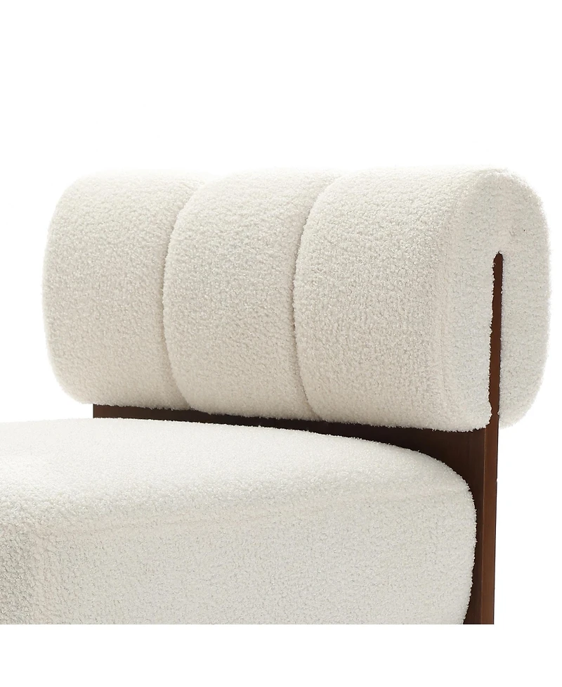LuxenHome Upholstered White Modern Armless Accent Chair