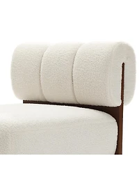 LuxenHome Upholstered White Modern Armless Accent Chair