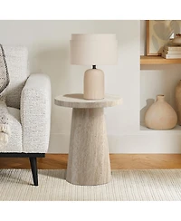 LuxenHome Stone Pattern Engineered Wood 19.7-Inch Tall Round End Table & Nightstand – Modern Side Table for Living Spaces