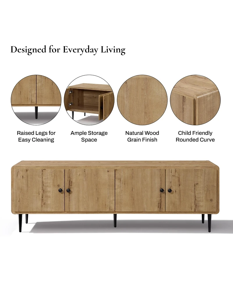 LuxenHome 64.5" Modern Tv Stand for Living Room, Wood Tv Console for TVs up to 70", Media Console Cabinet