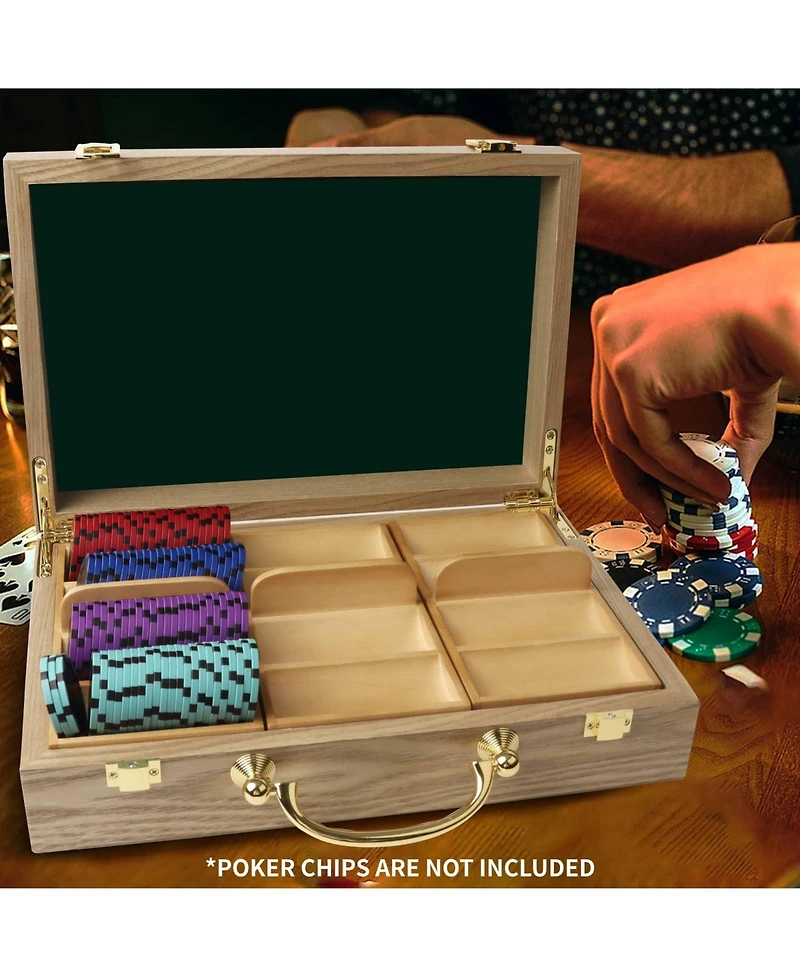 Gse Games & Sports Expert Casino Wooden Poker Chip Case with Trays for Nights 300 Pieces