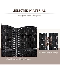 Homcom Panel Resin Wicker Folding Room Divider Privacy Screen Home Office Decor