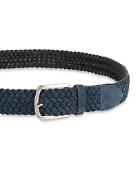 Tommy Hilfiger Men's Suede Braided Silver-Tone Finish Belt