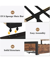 gaomon Queen Bed Frame with 4 Storage Drawers, Metal Support Platform Wooden Headboard and Footboard, No Box Spring Needed