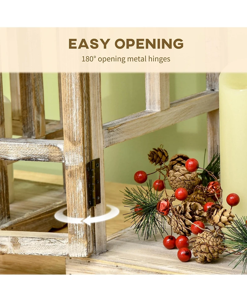 Homcom 2 Pack 28"/20" Large Lantern Decorative, Fir Wood Outdoor Lantern