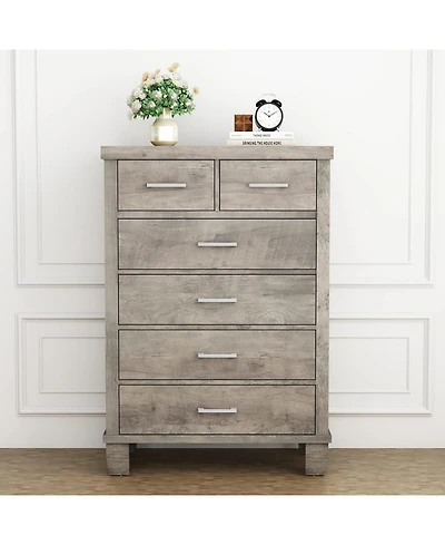 gaomon Dresser for Bedroom with 6 Drawers, Tall Chests of Drawers with Storage, Wooden Dresser for Closet, for Bedroom,Living Room