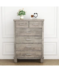 gaomon Dresser for Bedroom with 6 Drawers, Tall Chests of Drawers with Storage, Wooden Dresser for Closet, for Bedroom,Living Room