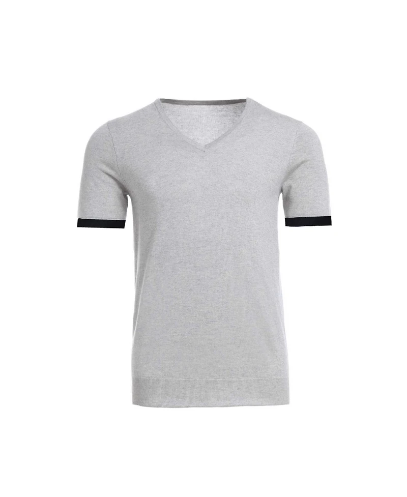 Bellemere New York Men's Striped Short Sleeve Cashmere T-shirt