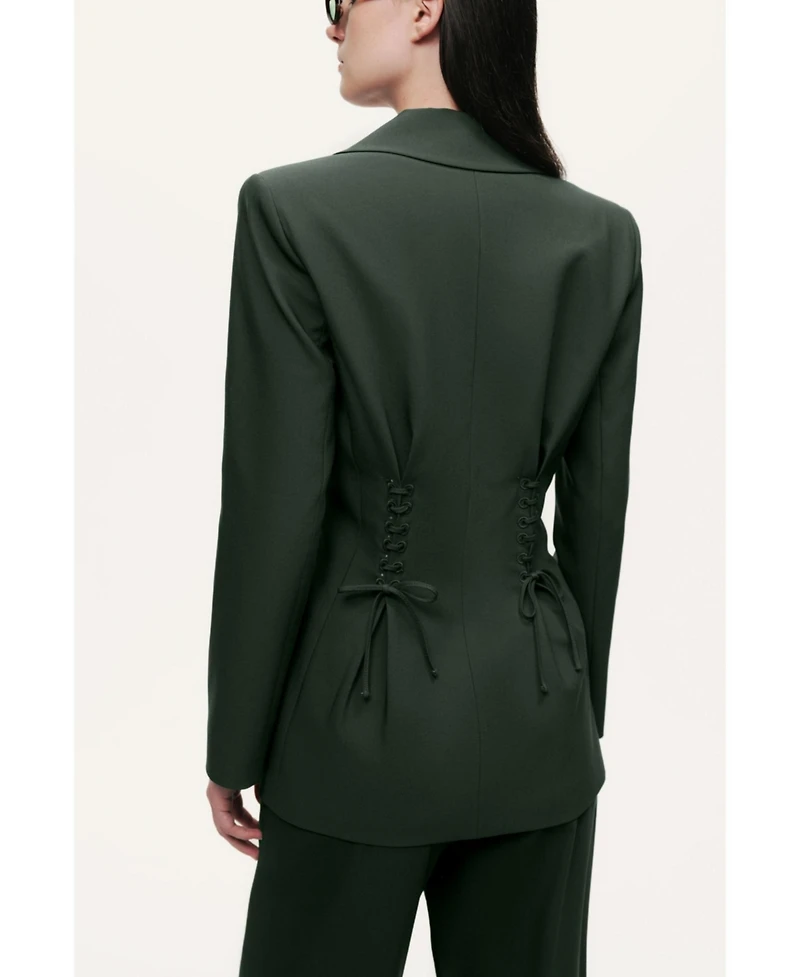 Nocturne Women's Lace-Up Waist Tailored Blazer
