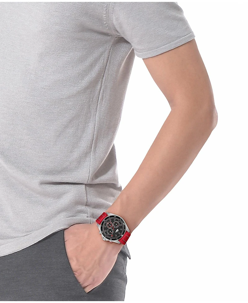 Lacoste Men's Mainsail Red Silicone Strap Watch, 43mm