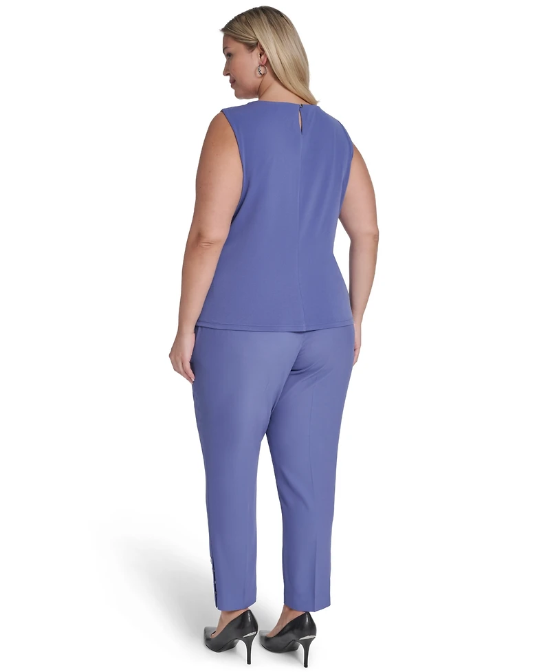 Calvin Klein Plus Solid Pleated Neck Camisole Top