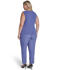 Calvin Klein Plus Solid Pleated Neck Camisole Top