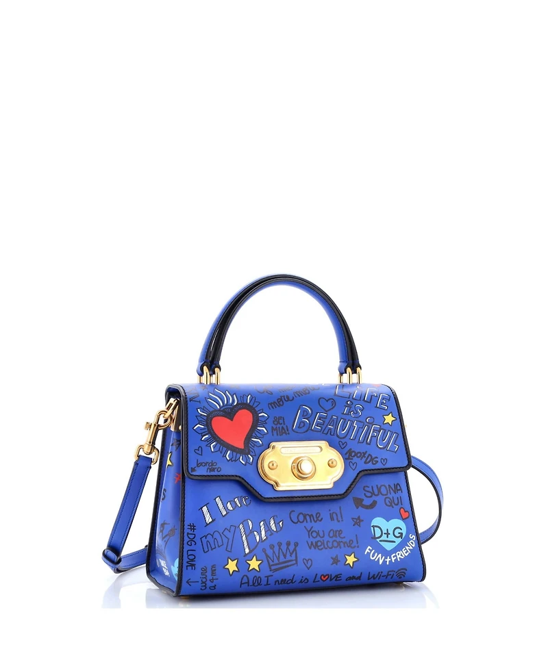 Pre-Owned Dolce & Gabbana Small Welcome Top Handle Bag Printed Leather