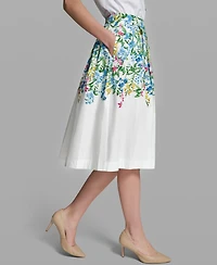 Karl Lagerfeld Paris Women's Pleated Placed Printed Skirt