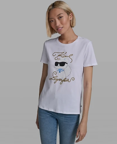 Karl Lagerfeld Paris Women's Short-Sleeve Crewneck T-Shirt