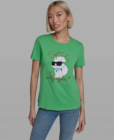 Karl Lagerfeld Paris Women's Short-Sleeve Crewneck T-Shirt