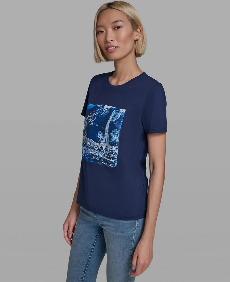 Karl Lagerfeld Paris Women's Short-Sleeve Crewneck T-Shirt
