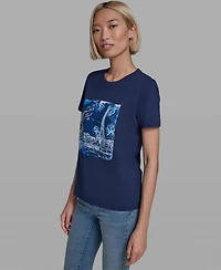 Karl Lagerfeld Paris Women's Short-Sleeve Crewneck T-Shirt