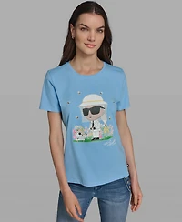 Karl Lagerfeld Paris Women's Short-Sleeve Crewneck T-Shirt