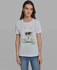 Karl Lagerfeld Paris Women's Short-Sleeve Crewneck T-Shirt