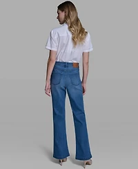 Karl Lagerfeld Paris Women's Straight Fit Mid-Rise Ankle Length Jeans