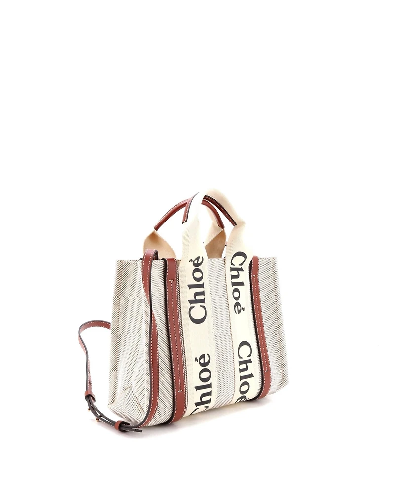 Pre-Owned Chloe Small Woody Convertible Tote Canvas with Leather
