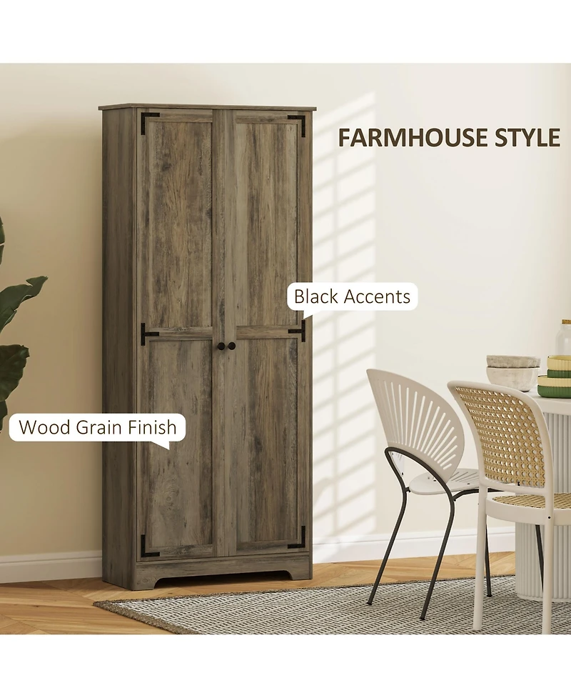 Homcom 72" Farmhouse Pantry Cabinet, Tall Storage Cabinet, Distressed