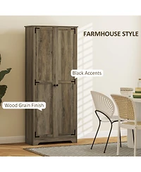 Homcom 72" Farmhouse Pantry Cabinet, Tall Storage Cabinet, Distressed