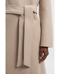 Karen Millen Women's Wool Wrap Neck Tailored Belted Midi Coat