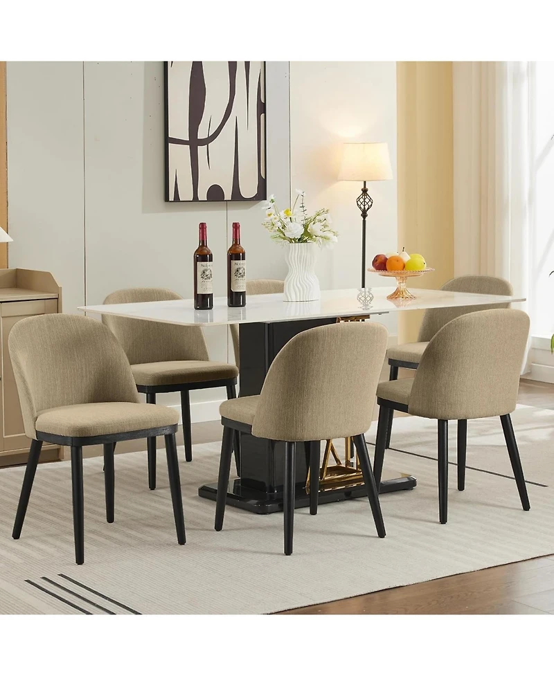gaomon Linen Dining Chairs Set of 6