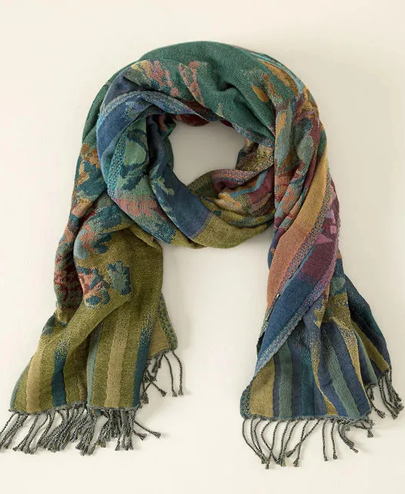 Uncommon Goods Women's Botanical Rainbow Reversible Wrap, 39" x 78"