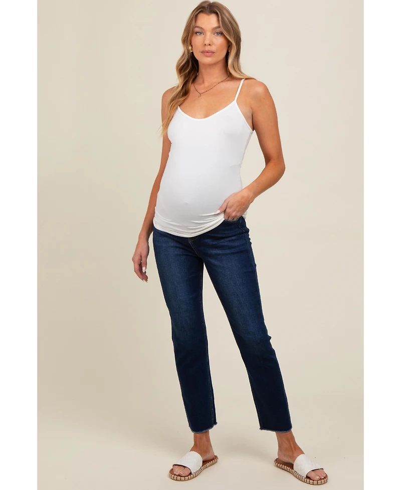 Pinkblush Maternity Navy Blue Cut Hem Slim Straight Jeans
