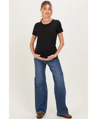Pinkblush Maternity Navy Dark Wash Wide Leg Jeans