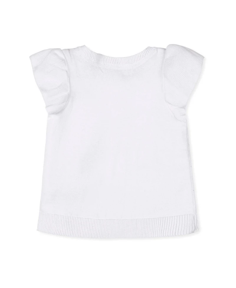 Hope & Henry Girls Organic Ruffle Sleeve Pointelle Sweater