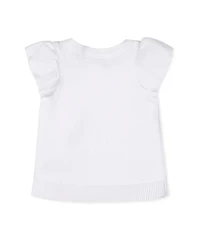 Hope & Henry Girls Organic Ruffle Sleeve Pointelle Sweater