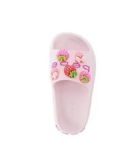 Bebe Little Girls Eva Slide – Lightweight Comfy Sandals with Strawberry Charms