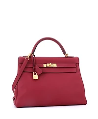 Pre-Owned HERMES Kelly 32 Handbag Red Togo with Gold Hardware
