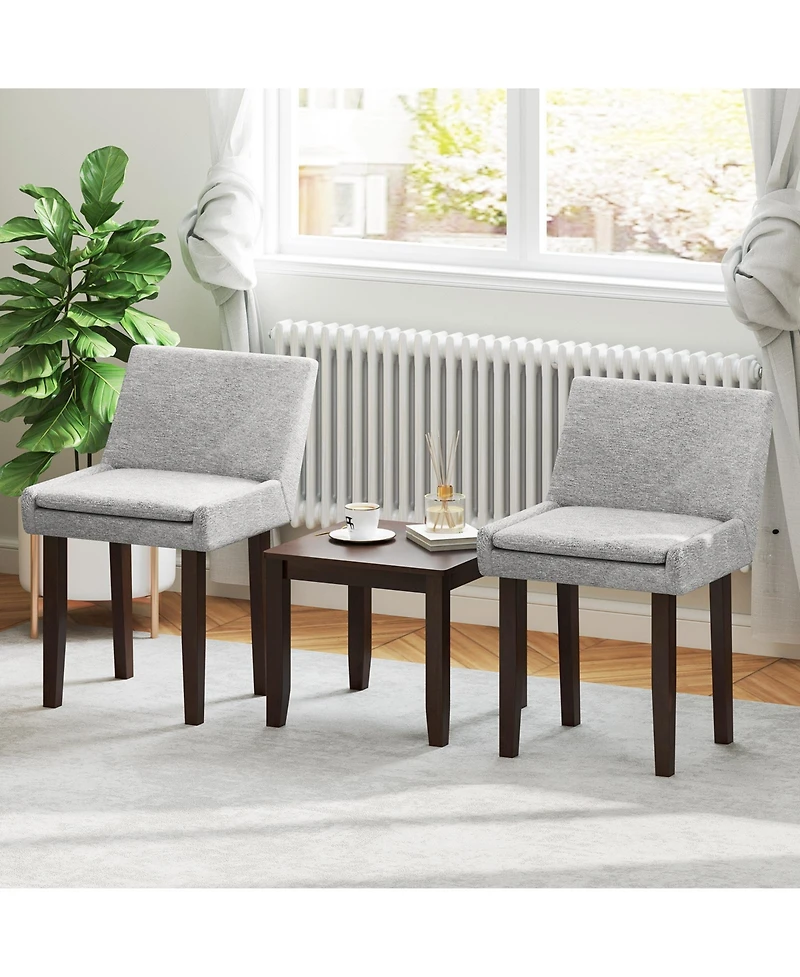 Gymax Modern Dining Chair Set of 4 w/ Mid Back and Cushioned Seat Solid Wood Legs