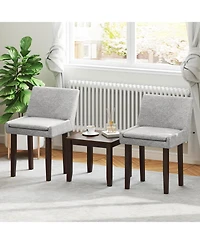 Gymax Modern Dining Chair Set of 4 w/ Mid Back and Cushioned Seat Solid Wood Legs