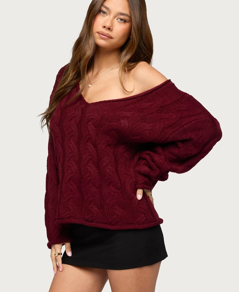 Edikted Women's Inga Oversized Cable Knit Sweater