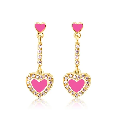 Chanteur Girls 18K Gold Plated Hypoallergenic Heart Drop Earrings