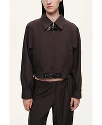 Nocturne Women's Buckle Detail Cropped Zip Jacket