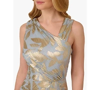 Adrianna Papell Women's Asymmetric Metallic-Print Mermaid Gown