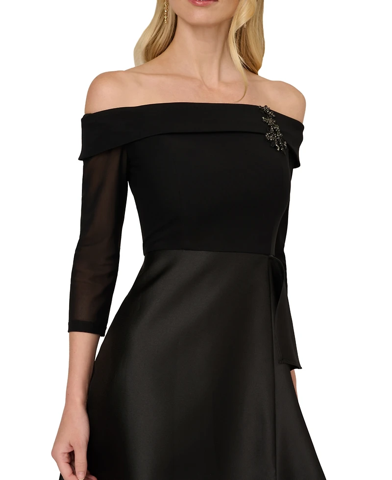 Adrianna Papell Women's Off-The-Shoulder Gown