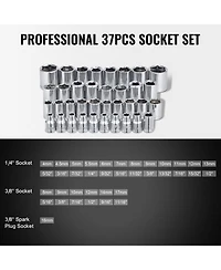 Mecale 221-Piece Mechanics Tool Set, 1/4" & 3/8" Drive Sae & Metric Sockets, Bits, Wrenches, Ratchet, Accessories, Plastic Case