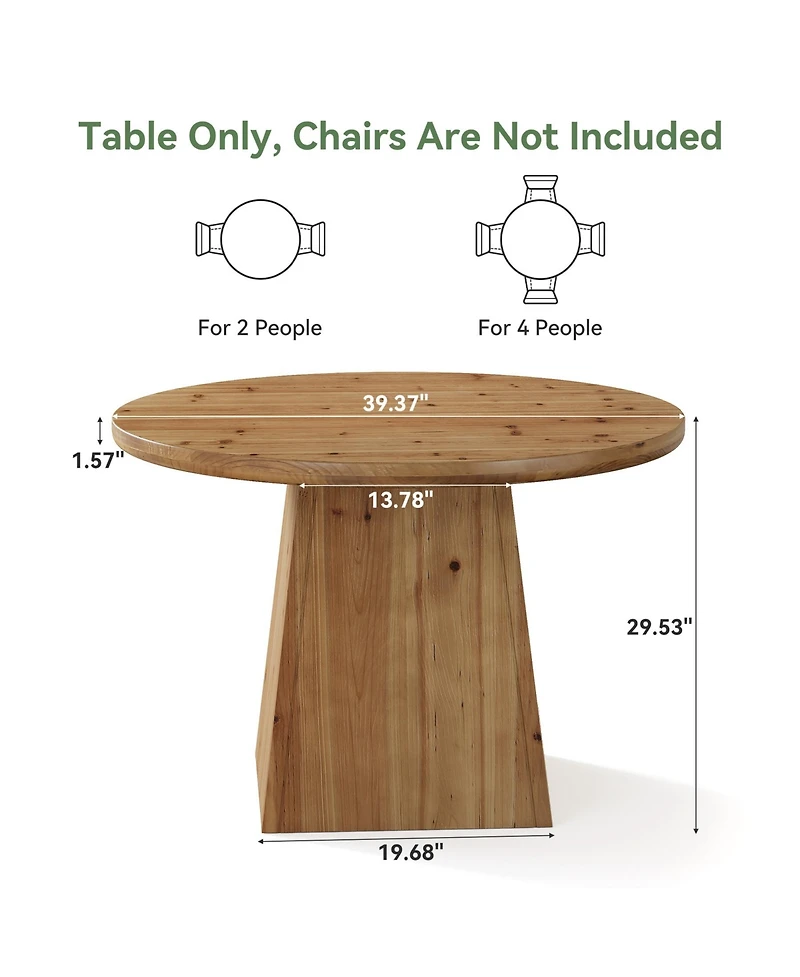 Tribesigns Solid Wood Round Dining Table, Farmhouse Kitchen Table for 2-4 People
